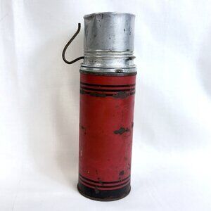 Rare 8.5" Icy-Hot Thermos Vacuum Bottle w/ Cork Stopper & Metal Cup 1950s